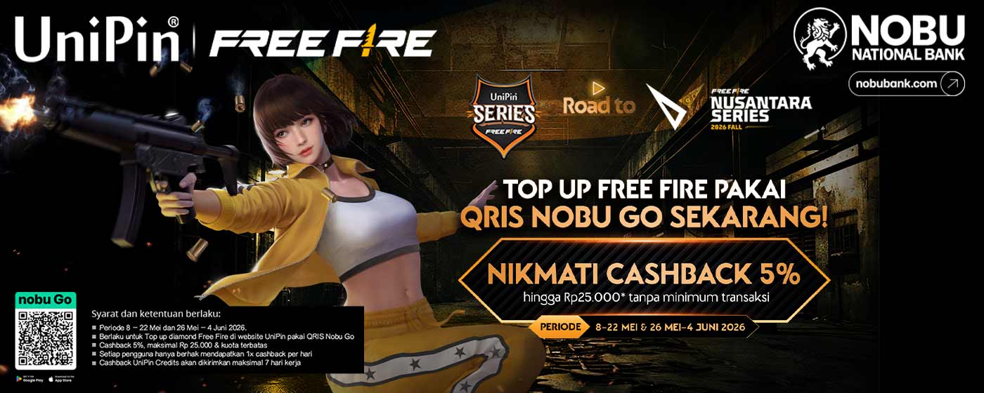 Nikmati Promo Spesial NobuGo x UniPin Series Free Fire, Cashback Hingga Rp 25.000!